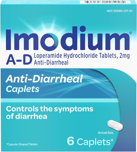 [BRSWIYQOAAGBA2LY] Imodium A-D Diarrhea Relief Caplets with Loperamide HCl, Anti-Diarrheal Медицина, щоб допомогти контролювати симптоми діарея через діарея гострого та мандрівника, HSA / FSA Легко, 6 ct