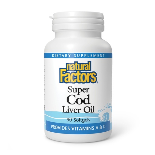 [BRSWIYT3A4OBGHYZ] Natural Factors Super Cod Liver Oil - Supports Immune System Function, Healthy Vision, Skin, Bones & Teeth - Vitamins A & D - 90 Softgels (90 Servings)