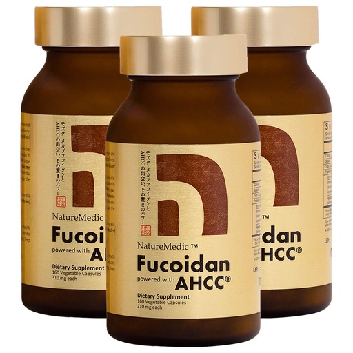 [BRSWEBLQAQGWOYLL] Fucoidan Powered with AHCC® Brown Seaweed Immunity Supplement with High Purity Mekabu Mozuku Agaricus 3 Bottles - 480 Vegetable Capsules