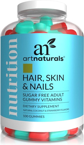 [BRSWGHY5OYFGM3TV] Artnaturals Δέρμα μαλλιών και νύχια Gummies - (100 Gummies / 5.000mcg της βιοτίνης) - Βιταμίνες για την ανάπτυξη των μαλλιών, την απώλεια και την ανάπτυξη, Gummy DHT Blocker συμπλήρωμα - χάπια καθαρισμού μαλλιών για τους άνδρες και το Wome