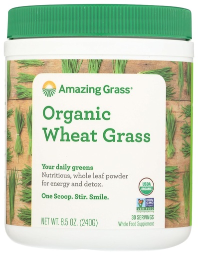[BRSWIZABPIOWOGD4] Amazing Grass Wheat Grass Powder: 100% Whole-Leaf Wheat Grass Powder for Energy, Detox & Immunity Support, Chlorophyll Providing Greens, 30 Servings
