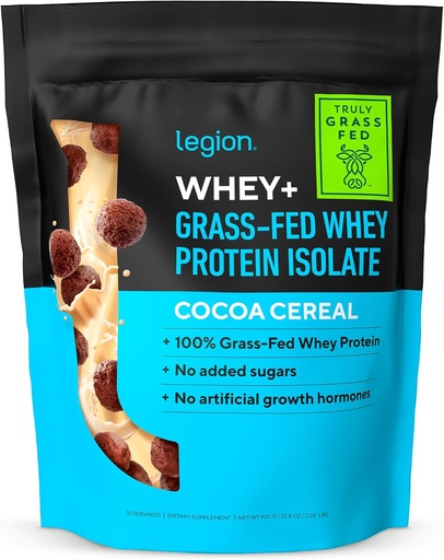 [BRSW22T2DJYQK2TK] LEGION Whey+ Protein Whey Isolate from Grass Fed Cows - Whey Protein Isolate Powder Low Calorie, Non-GMO, Sugar Free, Lactose and Gluten Free, All Natural Protein Powder for Men & Women 30 Servings
