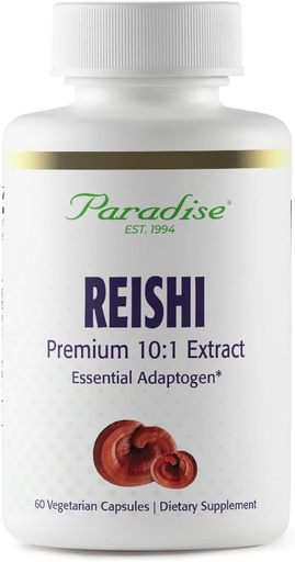 [BRSWIYQGBRYRQCA7] Paradise Herbs Reishi, Essential Adaptogen, Super Potent, Ultra Pure, Non-GMO, Vegan, Gluten Free, 60 Vegetarian Capsules