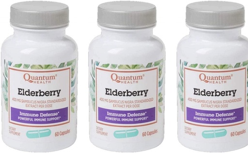 [BRSWIYYOAAOGI23I] Quantum Health, Elderberry Extract Capsule, 60-Count Packages (Pack of 3)