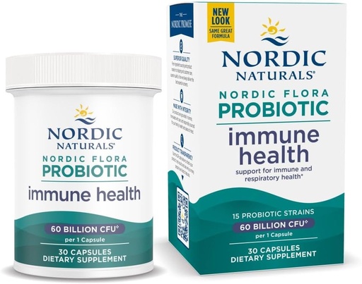 [BRSW2ATQCQGWCD36] Nordic Naturals Nordic Flora Probiotic Immune Health, 30 Capsules, 15 Probiotic Strains for Immune and Digestive Health Support, Vegan, 30 Servings