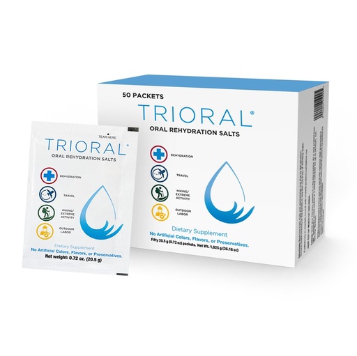 [BRSRMAA5PIOQMH3Z] TRIORAL Rehydration Electrolyte Powder - Oral Rehydration Salts - Supports Dehydration from Workouts, Fluid Loss and General Hydration - 50 Drink Mix Packets