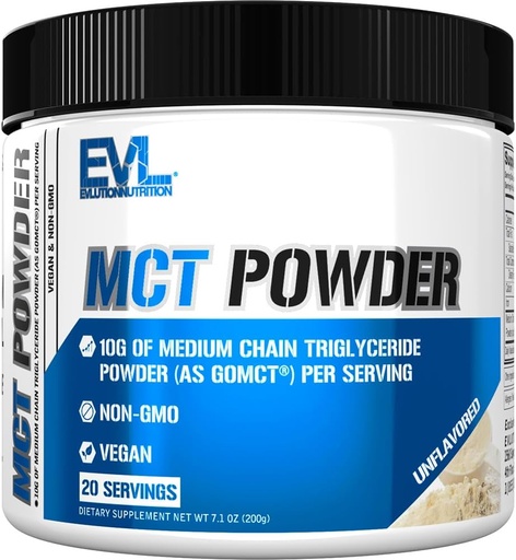 [BRSROEAYBUPGCA3J] Evlution Nutrition MCT Powder - Keto supplement - MCT Oil Powder - 10G Medium Chain Triglycerides - Brain ' Body Energy Drink - Fatty Acid supplement - Vegan ' Non-GMO - 20 Servings - Unflavored