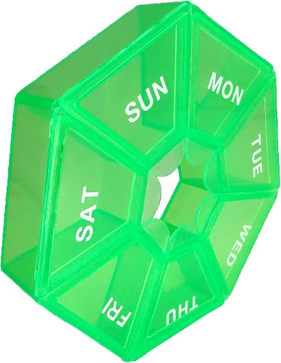 [BRSRAFA3OEOWOH3O] Weekly Pill Organizer - Small Light Green Case, 1 Time a Day, 7 Day Travel Container for Medicine