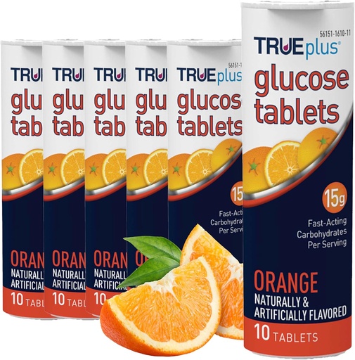 [BRSWYY35CAPR6EYZ] TRUEplus Glucose tabletter, Orange smak - 6X 10ct Tubes