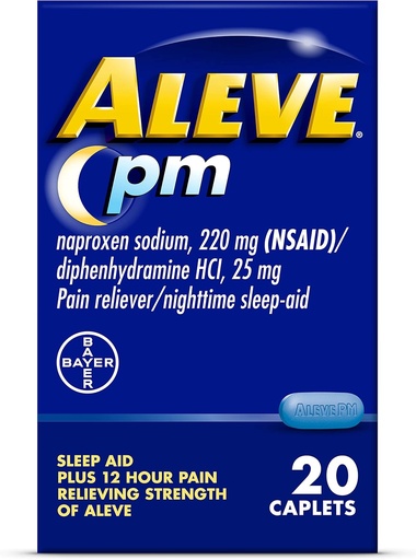 [BRSW2AQ7CMFB633L] Aleve Pain Relief and Nighttime Sleep Aid Naproxen Sodium Caplets ‐ 20 Count