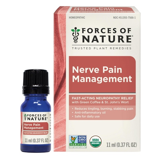 [BRSWI2QMAIGW223U] Forces of Nature Nerve Pain Management, Organic Topical Relief for Neuropathy & Nerve Discomfort, Homeopathic Medicine Supports Relief from Shooting Pains for Back, Hands, Legs and Feet, .37 fl oz
