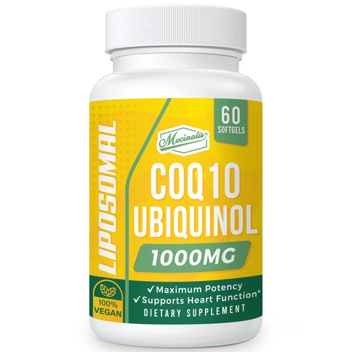 [BRSRMGIROBYAGCIV] 1000mg Liposomal CoQ10 Softgels | Better Absorption CoQ10 Ubiquinol Supplement | Heart Function & Energy Production | Active Antioxidant Form of Vegan Coenzyme Q10 | Non-GMO | 60 Softgels