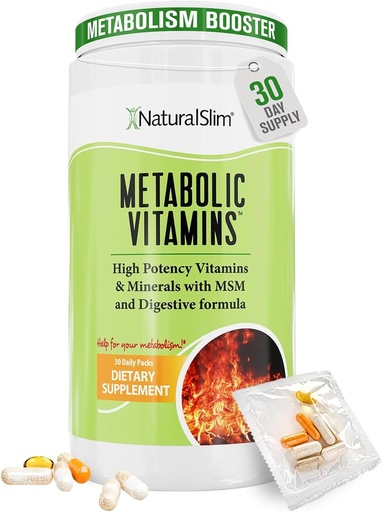 [BRSWIB36CAPBED32] NaturalSlim Metabolic Vitamins, Multivitamin for Women & Men, Supports Energy, Metabolism & Nutrient Absorption with Digestive Enzymes, Womens Multivitamin with B-Complex & Niacin 1 Pack