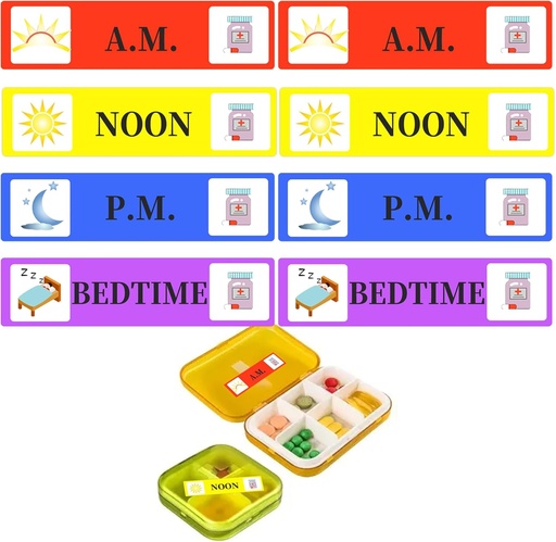 [BRSROHAOBAIA433B] 500 Pcs Medicine Stickers Medication Instruction Labels - Morning Noon Evening Bedtime Medicine Reminder Sticker 2/5 x 1.6 Inch AM NOON PM for Stickers for Pill Case Planners