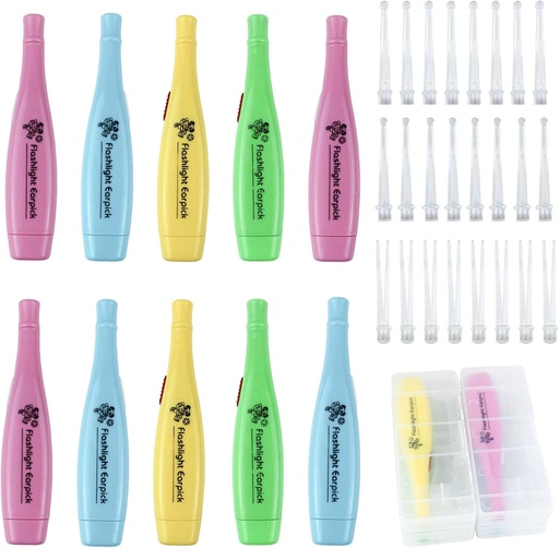 [BRSRA2QRCJ5RMYI4] 12 Pieces Ear Wax 清除工具,带有LED Light,用于为成人和孩子清除Earwax 可再使用的Ear Pick Tweezer Ear 清除器