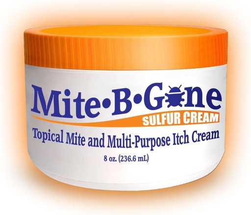 [BRSWGFL4CEHGEALP] Mite-B-Gone Mite Cream & Bite Relief - 10% Natural Blend Sulfur Cream for Multi-Purpose Bites, Redness, Itching, & Irritation | Safe for Kids and Adults | Fast & Effective for All Skin Types| 8 oz