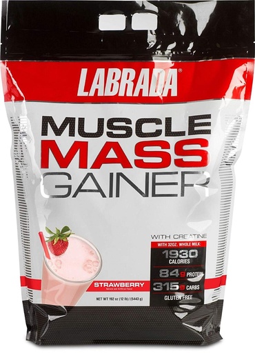 [BRSWIGD4BYPRK3DE] Labrada Nutrition Muscle Mass Gainer, Strawberry, 12 Pound