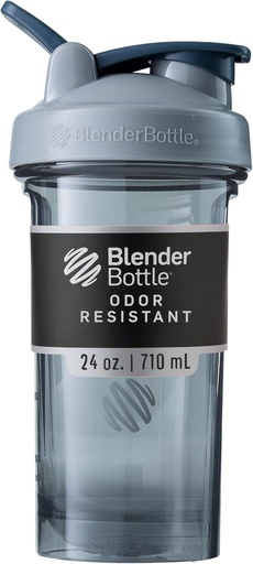 [BRSROHAODMPAKEQU] BlenderBottle Shaker Bottle Pro Series Perfect for Protein Shakes and Pre Workout, 24-Ounce, Full-Color Grey