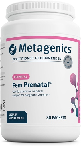 [BRSWIYQMOAIAMCTU] Метагеника Fem Prenatal - Prenatal Vitamin & Minerals Supplement* - Prenatals for Women* - with Vitamin C, Iodine & Biotin - Multivitamins Gentler to the System - 30 Packets