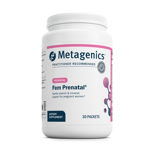 [BRSWIYQMOAIAMCTU] Metagenics Fem Prenatal - Prenatal Vitamin & Mineral Packs with Folate, Choline, Iron & Biotin - Supports Fetal & Brain Development - Non-GMO, Gluten-Free, Dairy-Free - cGMP Certified - 30 Packets