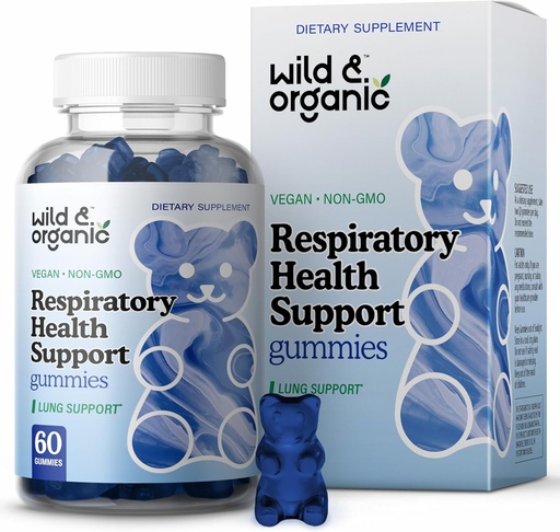 [BRSW2FT2OYGRGDIV] Wild & Organic Lung Detox Gummies - 1000 mg Mullein Gummies for Lungs Cleanse - Naturtillskott med Mullein Leaf Extract och Mushroom Blend - 60 Vegan, icke-GMO Chews