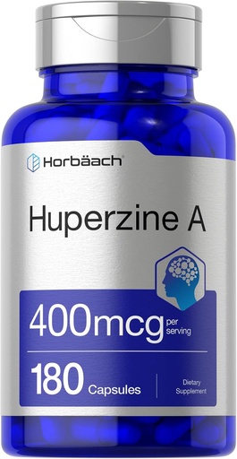 [BRSW2CT3AB7GKHLB] Horbäach Huperzine En 400mcg | 180 kapsler | Ikke-GMO, Glutenfri kosttilskudd