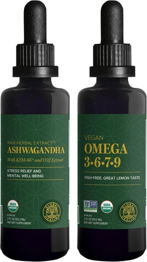 [BRSROZD6BF7G2G3L] Global Healing Center Ashwagandha & Omega 3 6 7 9 Kit - Helps with Nervousness, Brain Health, Heart Health, and Eye Health