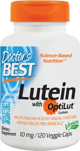 [BRSWIBQNAUMQKE3E] La mejor luteína del médico con OptiLut, no GMO, Vegan, Gluten Free, Soy Free, Eye Health, 10 mg, 120 Veggie Caps
