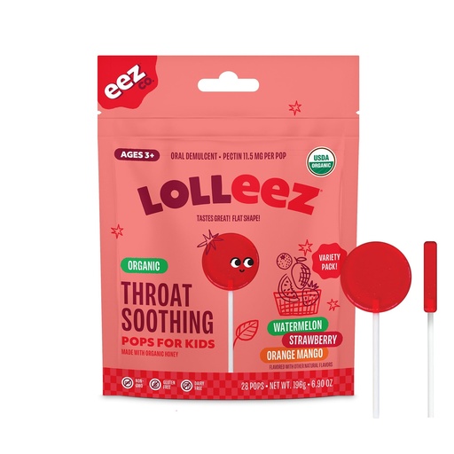 [BRSRAGL5AAJWEG3K] Lolleez by EEZ Co. Organic Throat Soothing Pops for Kids, Variety Pack, 28ct