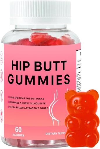 [BRSRAFL6CV5BQ3TG] Hip Butt BBL Gummies for Butt Fast Growth and Enhance, 60 Booty Gummies for Bigger Butt Fast, Booty Gummies for Weight Gainer for Women Butt Enhancement