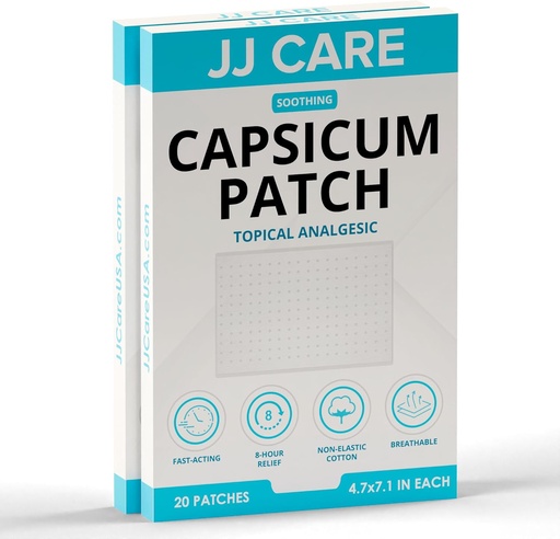 [BRSRAZ32BUIAACTD] JJ CARE Capsicum Patch (40 PCS), 4.7" x 7.1" Soothing Capsaicin Patch, Capsicum Patches for Neck, Shoulder, Muscle Soreness- 8 Hours Relief