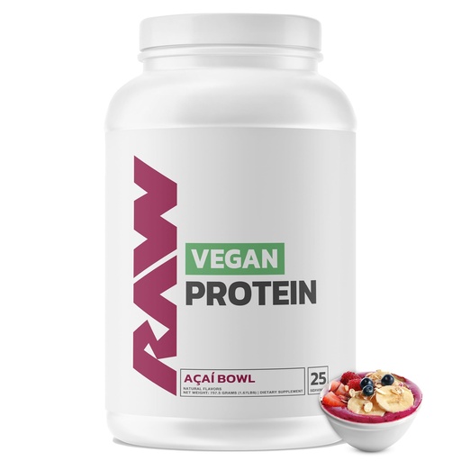 [BRSROED6OIFQ23TJ] RAW Vegan Protein Powder, Acai Bowl - 20g of Plant-Based Protein Powder & Fortified with Vitamins for Muscle Growth & Recovery - Low-Fat, Low Carb, Naturally Flavored & Sweetened - 25 Servings