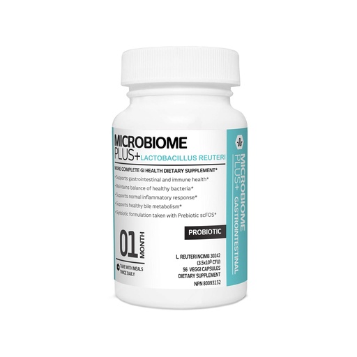 [BRSWKHYMAR4A2YDO] Microbiome Plus Gastrointestinal Probiotics L Reuteri NCIMB 30242 GI Digestive Supplements Capsule, Allergy Safe & Gluten Free for Men and Women (1 Month Supply)