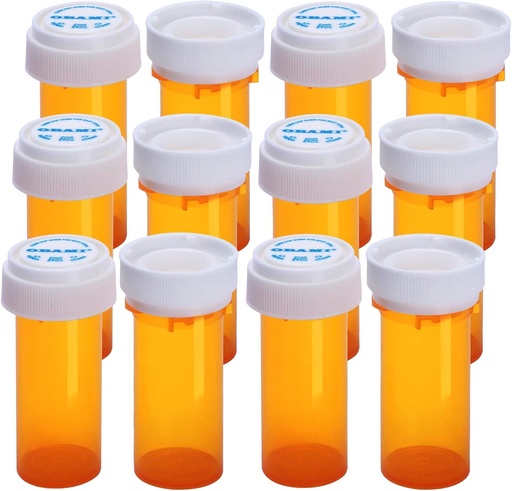 [BRSW2CY7OF7BMYLP] Botellas de Pílástico Empty con Doble Uso Sidido (Resistente Infantil &amp; Fácil Abierto) Caps - Medicamento Container Pill Case Dispenser Organizers (8 Dram, 12pcs)