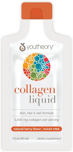[BRSWGBA3CQPB4DLD] Youtheory Collagen Liquid - 5,000 mg - for Hair Growth, Skin & Nails* - Supports Joint, Bone & Muscle Health* - with Amino Acids - Berry Flavor - 12 Single Serving Packets (12-Day Supply)
