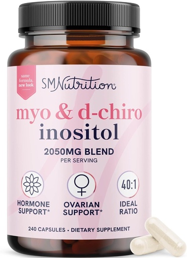 [BRSRAHQROJ7GM3Q4] Myo-Inositol & D-Chiro Inositol für Hormon Balance für Frauen | Ideal 40:1 Ratio | Menstrual Cycle und Ovarian Health Support Supplement | Myo 2000mg & D Chiro 50mg mit Vitamin B8 | 240 Count