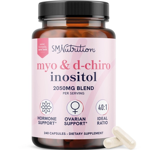 [BRSRAHQROJ7GM3Q4] Myo-Inositol & D-Chiro Inositol for Hormone Balance for Women | Ideal 40:1 Ratio | Menstrual Cycle and Ovarian Health Support Supplement | Myo 2000mg & D Chiro 50mg with Vitamin B8 | 240 Count