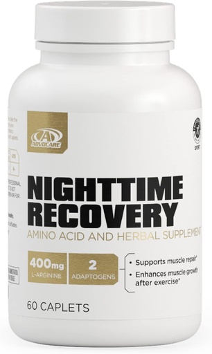 [BRSRMZYPBUHAIHQ6] AdvoCare Nighttime Recovery Amino Acid & Herbal Supplement - Muscle Recovery Supplement with Ashwagandha, L-Arginine, Magnesium & More - 60 Каплет
