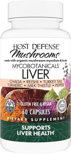 [BRSWIBIPBN5BMFI3] Host Defense MycoBotanicals Liver * Kapsüller - Milk Butle & Turmeric Root ilə Liver Health Supplement - Türkiyə Tail, Reishi & Chaga ilə Mush Supplementroom - 60 Capsules (30 Xidmətlər)