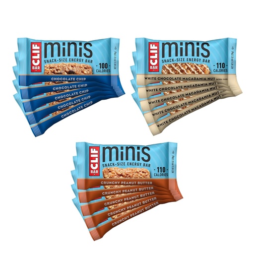 [BRSWYCTRA4CRSD33] CLIF BAR Minis - Variety Pack - Made with Organic Oats - 4-5g Protein - Non-GMO - Plant Based - Snack-Size Energy Bars - 0.99 oz. (30 Count)
