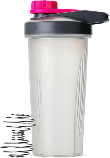 [BRSROAICBECAGAD4] Mr. Pen Shaker Bottiglie per miscele proteiche - 28 oz, Gray & Pink Protein Shaker con filo Whisk Ball