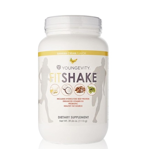 [BRSWGZT5CMBGOA3F] Youngevity FitShake™ Banana Cream | 20g Gut-Friendly Protein | Electrolytes, Minerals, Collagen, Gelatin, Vitamin D, Probiotics, and More | 30 Servings - 2.4 lbs