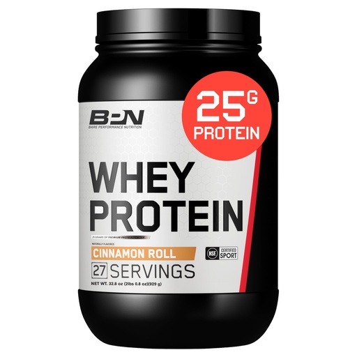 [BRSWGYYPAANBUHI2] BARE PERFORMANCE NUTRITION, BPN Whey Protein + Casein Protein Powder Blend, Cinnamon Roll 25g Protein per Serving Supports Lean Muscle Recovery, 27 Servings, Third Party Tested