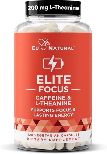 [BRSWIB3ZA4CWCFQ7] Elite Caffeine Pill dengan L-Theanine - Jitter-Free Focused Energy Suplemen - Clean & Natural Nootropic Stack for Smart Cognitive Performance - 120 Soft Capsules