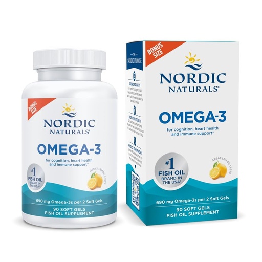 [BRSWGZYTC4IGEHT7] Nordic Naturals Omega-3, Lemon Flavor - 90 Soft Gels - 690 mg Omega-3 - Fish Oil - EPA & DHA - Immune Support, Brain & Heart Health, Optimal Wellness - Non-GMO - 45 Servings