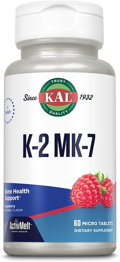[BRSWGAAFPMIWOGQU] KAL Вітамін K2 MK7 ActivMelt 100 mcg, Вітамін K Supplement як Superior K2 MK7, Bone Здоров'я, Серце і артерія охорони здоров'я, природний малиновий Flavor, Vegan, Gluten Free, 60 Сервінги, 60 Micro Tablets