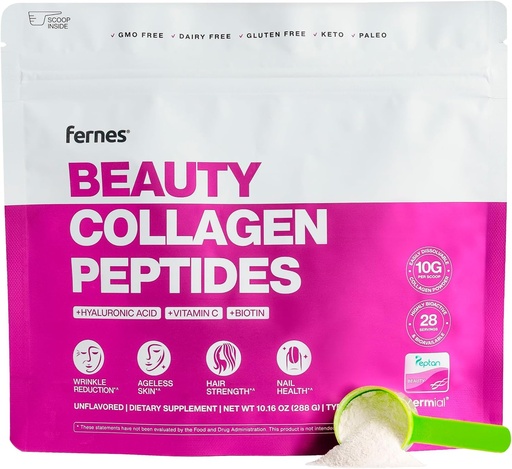 [BRSRAYIPCIBGEGTH] Advanced Collagen Peptides Powder für Damen - Hyaluronsäure, Biotin & Vitamin C, Hydrolysed Protein Hair, Haut, Nails & Joint Support - Gras Fed Typ I & III Keto, Paleo, Kosher 9.88 oz Unflavored