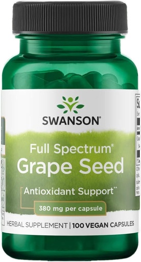 [BRSWIYYOCN6WAC36] Swanson Grape种子抗氧化剂 自由基体 健康血压支持 多酚 OPCS (Oligomeric Proanthocyanidins) 草药补充剂 380 mg 100 Capsules