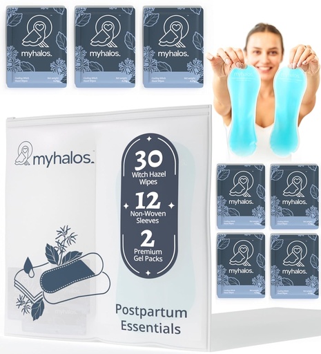 [BRSROHQ7BB5BAAD7] MyHalos 44 шт- Відьма Hazel Wipes & Perineal Ice Packs для Postpartum, Hemoroids & C розділ Ice Pack для Postpartum -30 Алкогольний вільний відьмак Hazel для догляду за поштою та геморої Холодний Postpartum