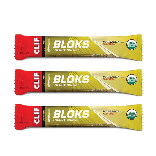 [BRSWIHIIPMHRKEA5] CLIF BLOKS - Energy Chews - Margarita with Salt 3X Sodium for added Electrolytes- Non-GMO - Plant Based Food - Fast Fuel for Cycling and Running-Workout Snack (2.1 Ounce Packet, 3 Count)